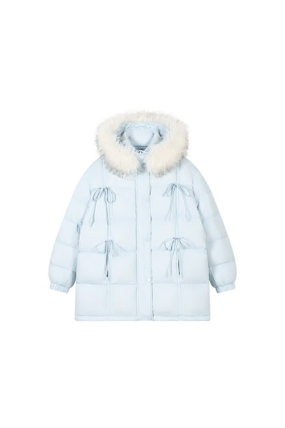 Snow Bow Fur Collar Down Jacket