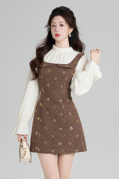 Sequin Patchwork Layered-Look Dress