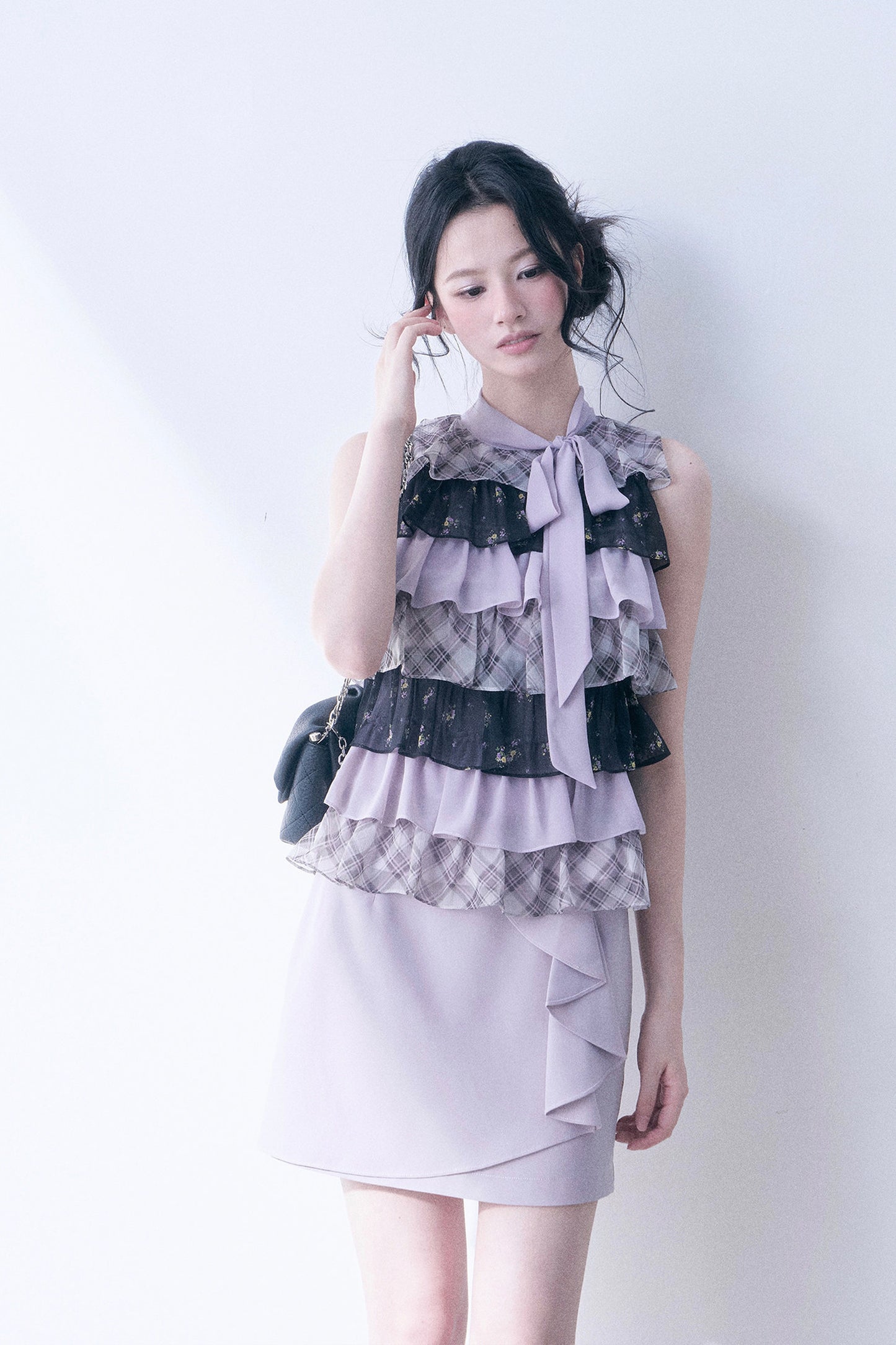 Chiffon Plaid Floral Top