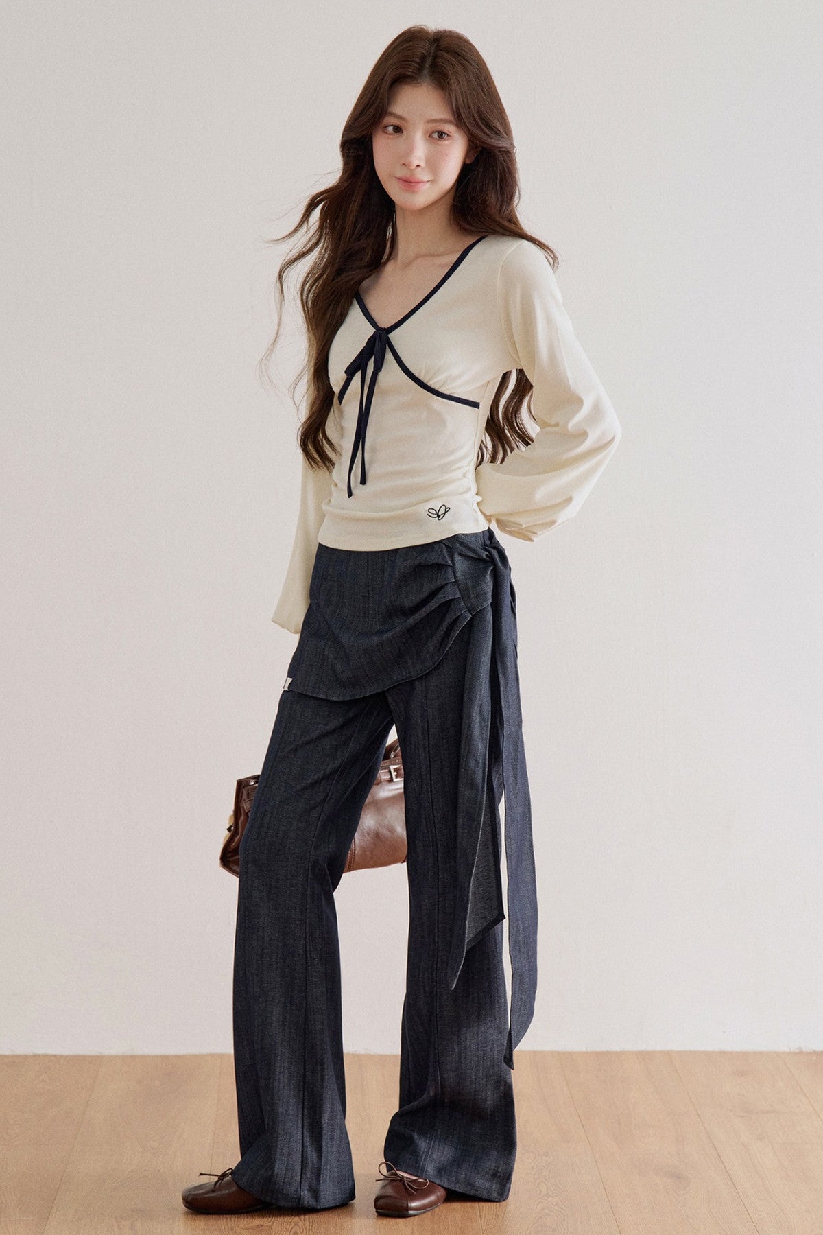 Tied Waist Wide-Leg Flared Pants