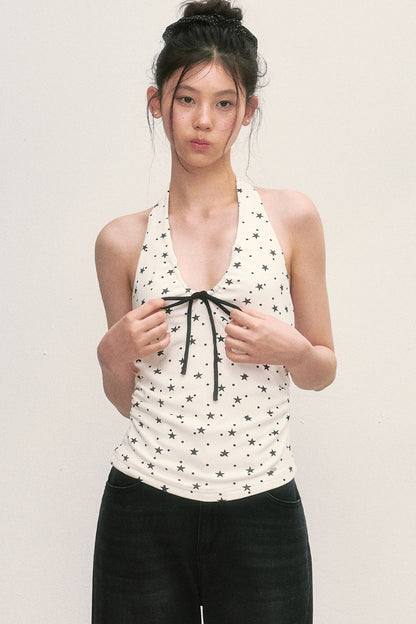 Top halter con estampado de estrellas