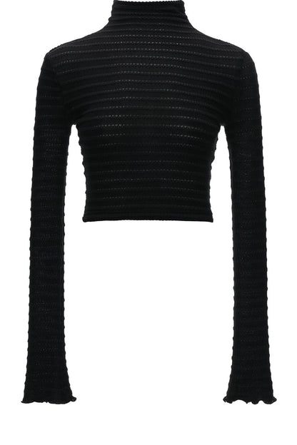 Stretch Ribbed Turtleneck Top