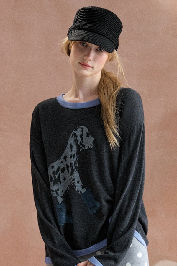 Dalmatian Print Knit Sweater
