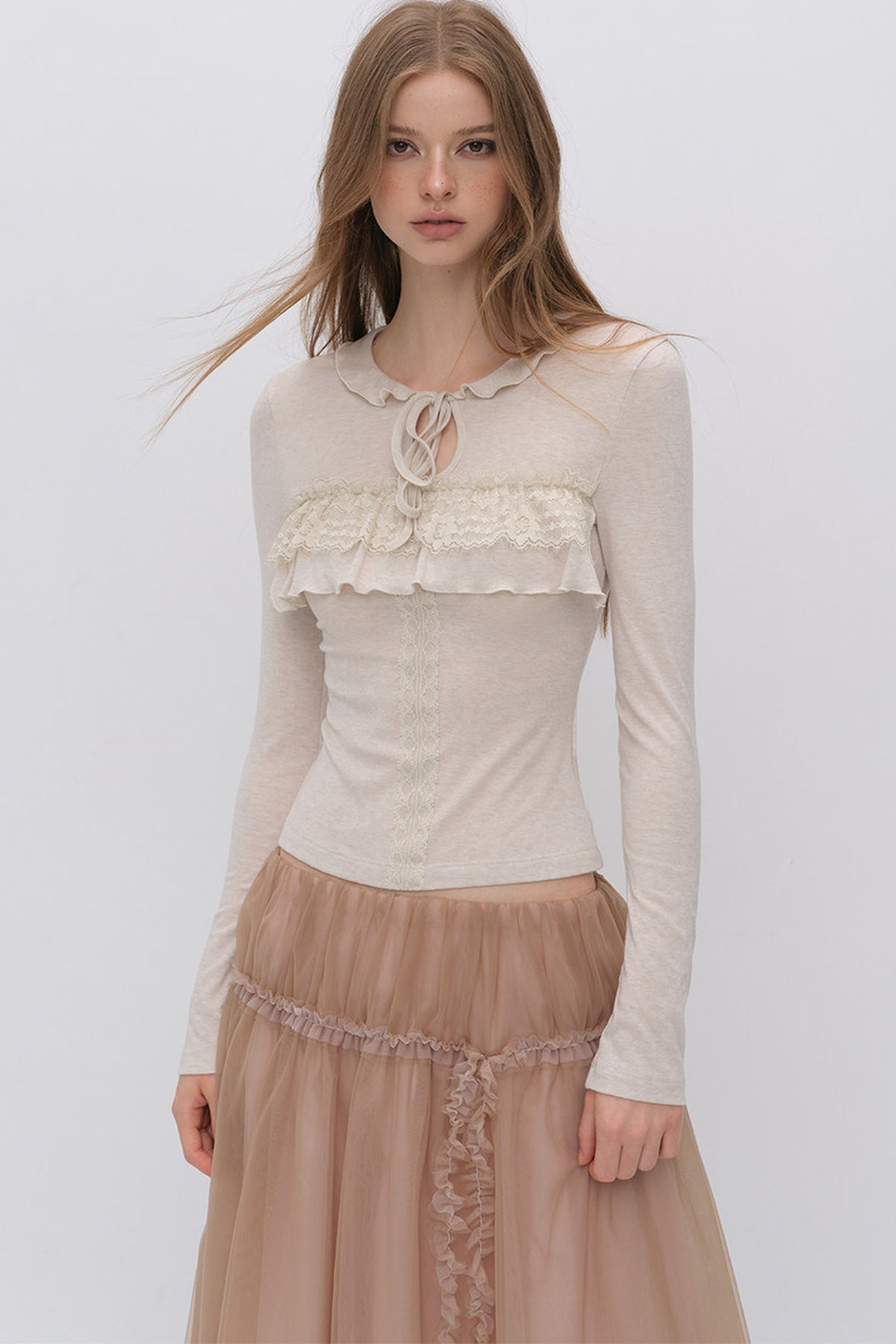 Lace-Up Hollow Lace T-Shirt