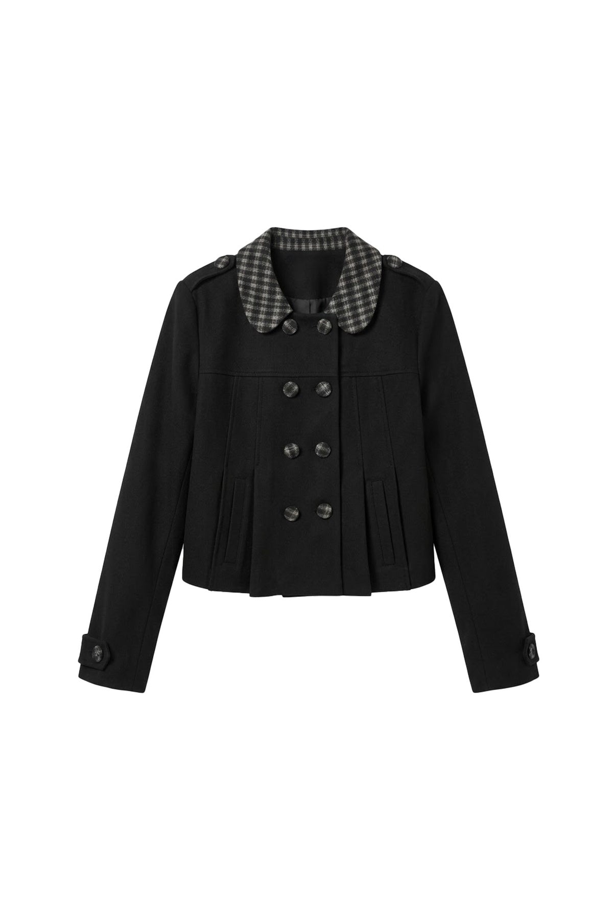 Spliced Color-Blocked Woolen Coat Set-Up