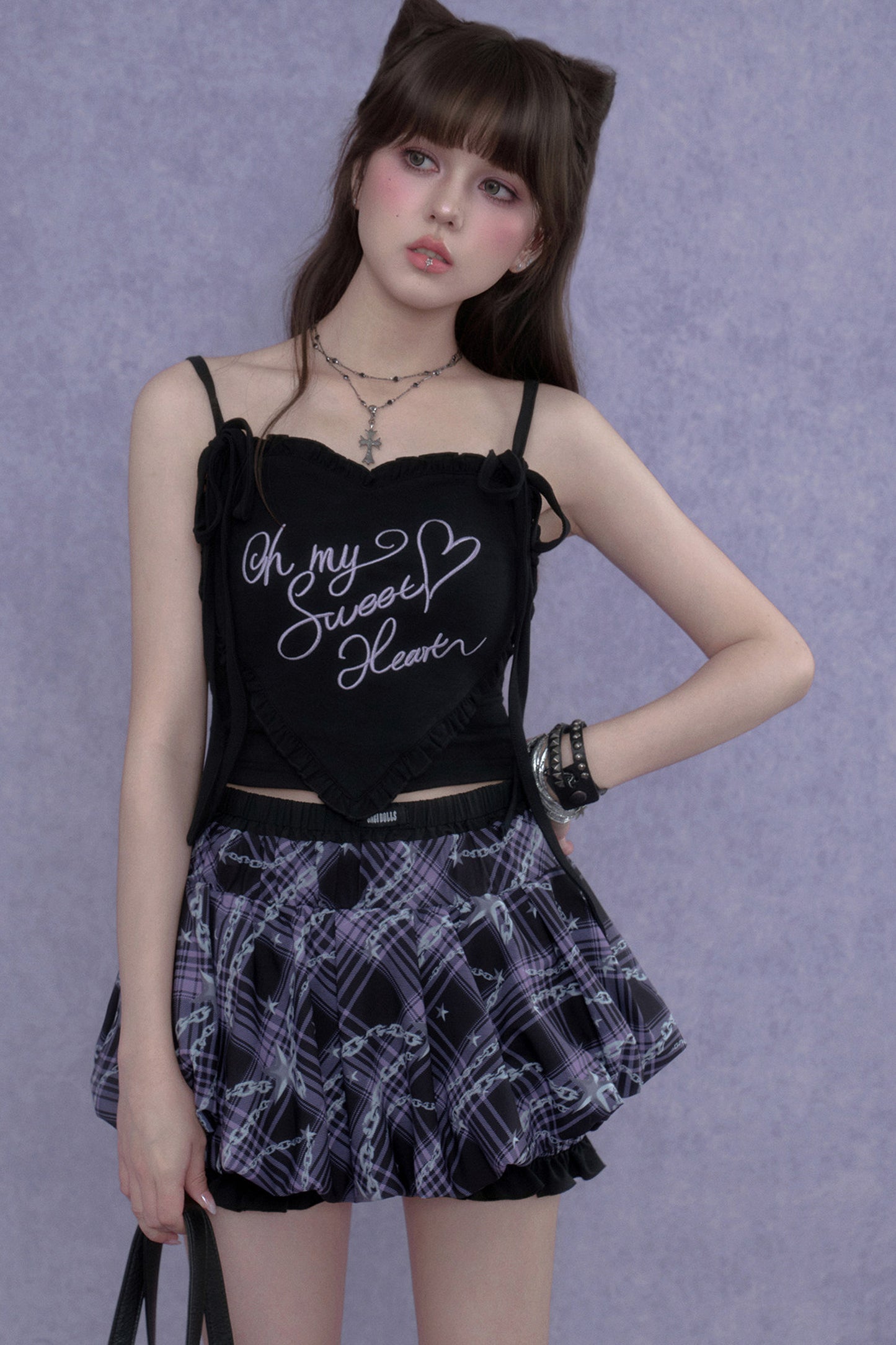 Purple Chain-Flower Bloomers Skirt