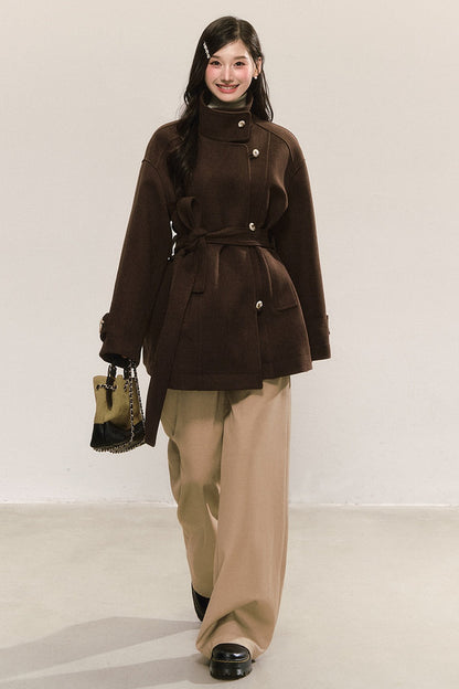 Retro Woolen Stand-Collar Coat