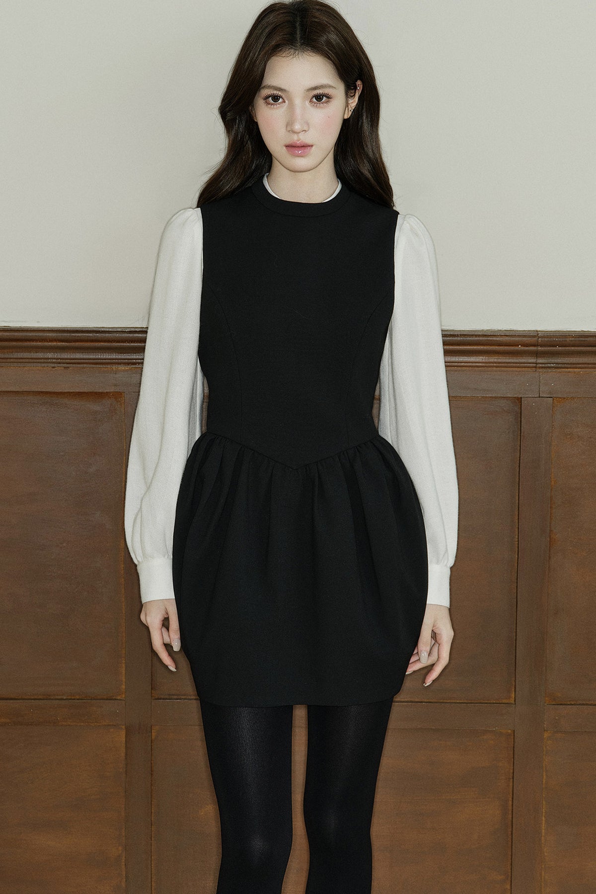 Loose Wool Blend Puff Sleeve Shirt