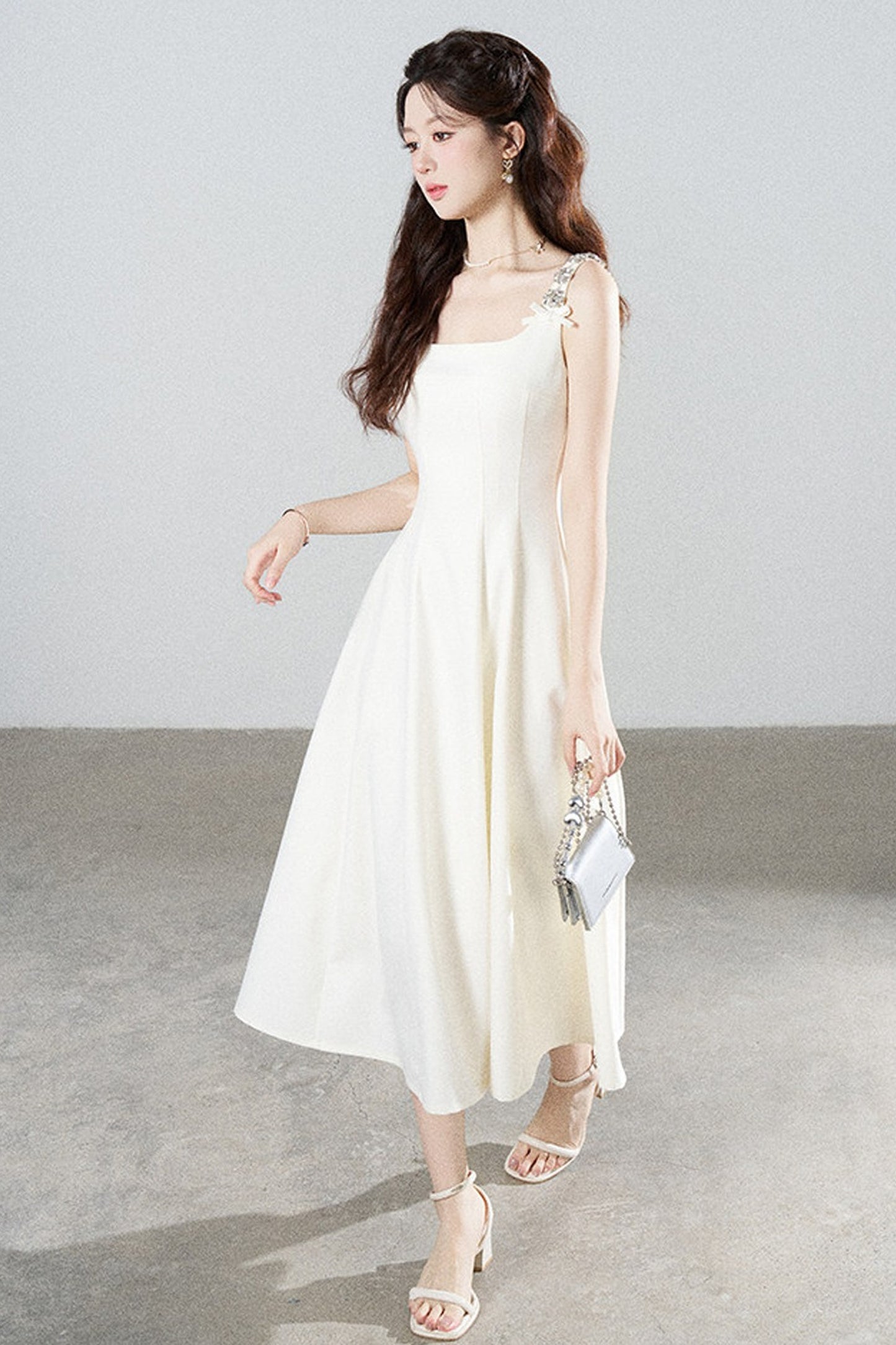 Elegant White Drapey Dress