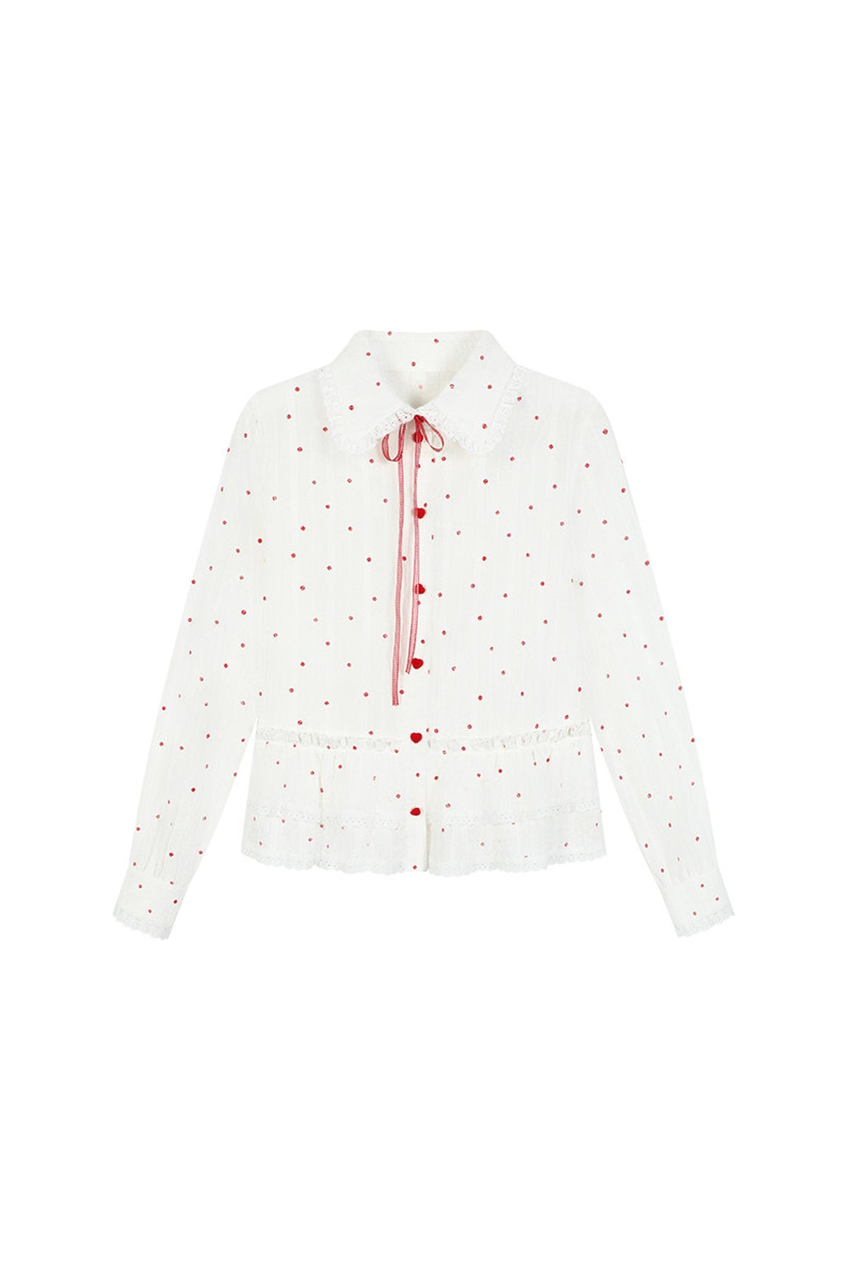 Bow Polka Dot Shirt and Skirt Set-Up