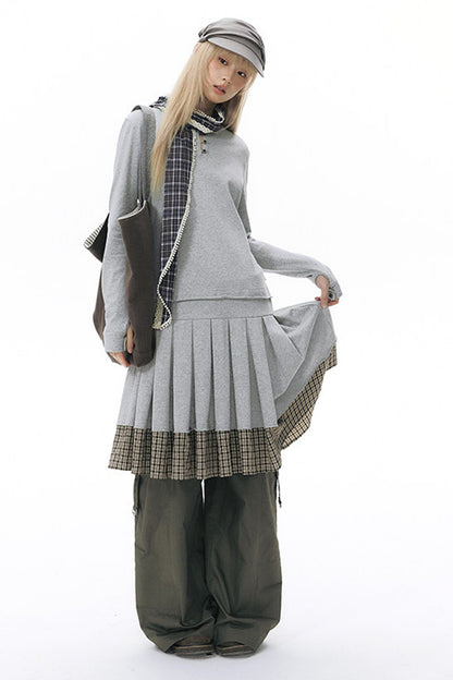 Foldable Hem Wide Leg Pants