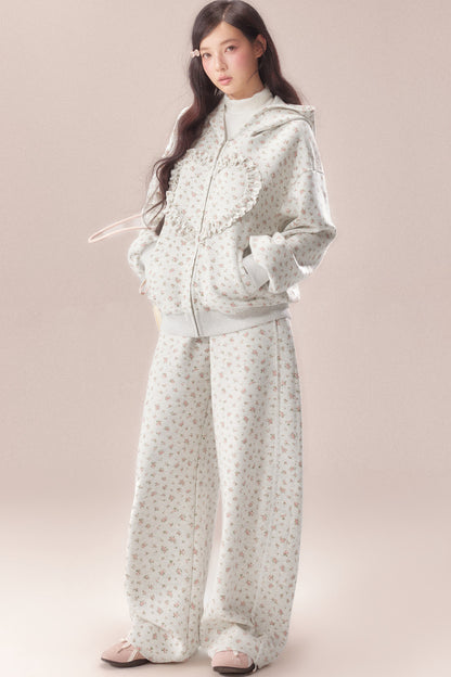 Floral Heart Hoodie and Scimitar Pants Set-Up