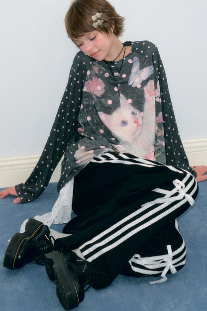 Retro Polka Dot Raglan Top