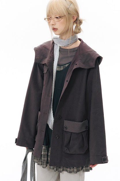 Workwear-Jacke mit Kapuze und Patchwork