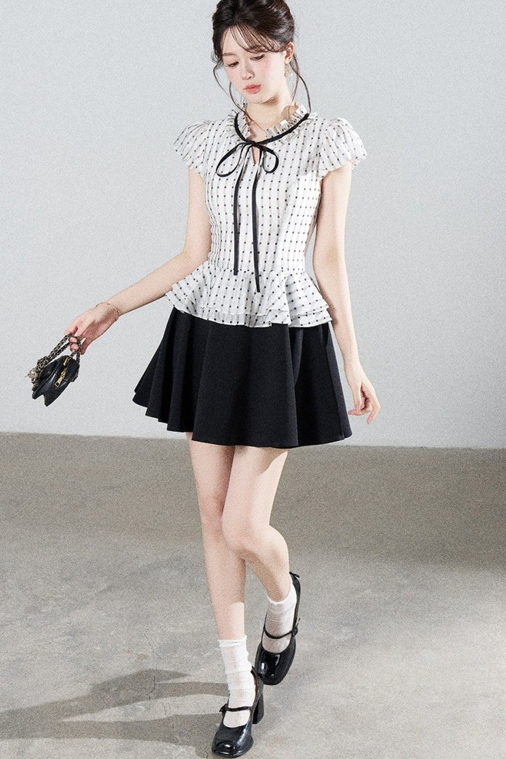 French Style Puff Sleeve A-Line Dress