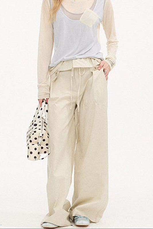 Striped Patchwork Straight-Leg Pants