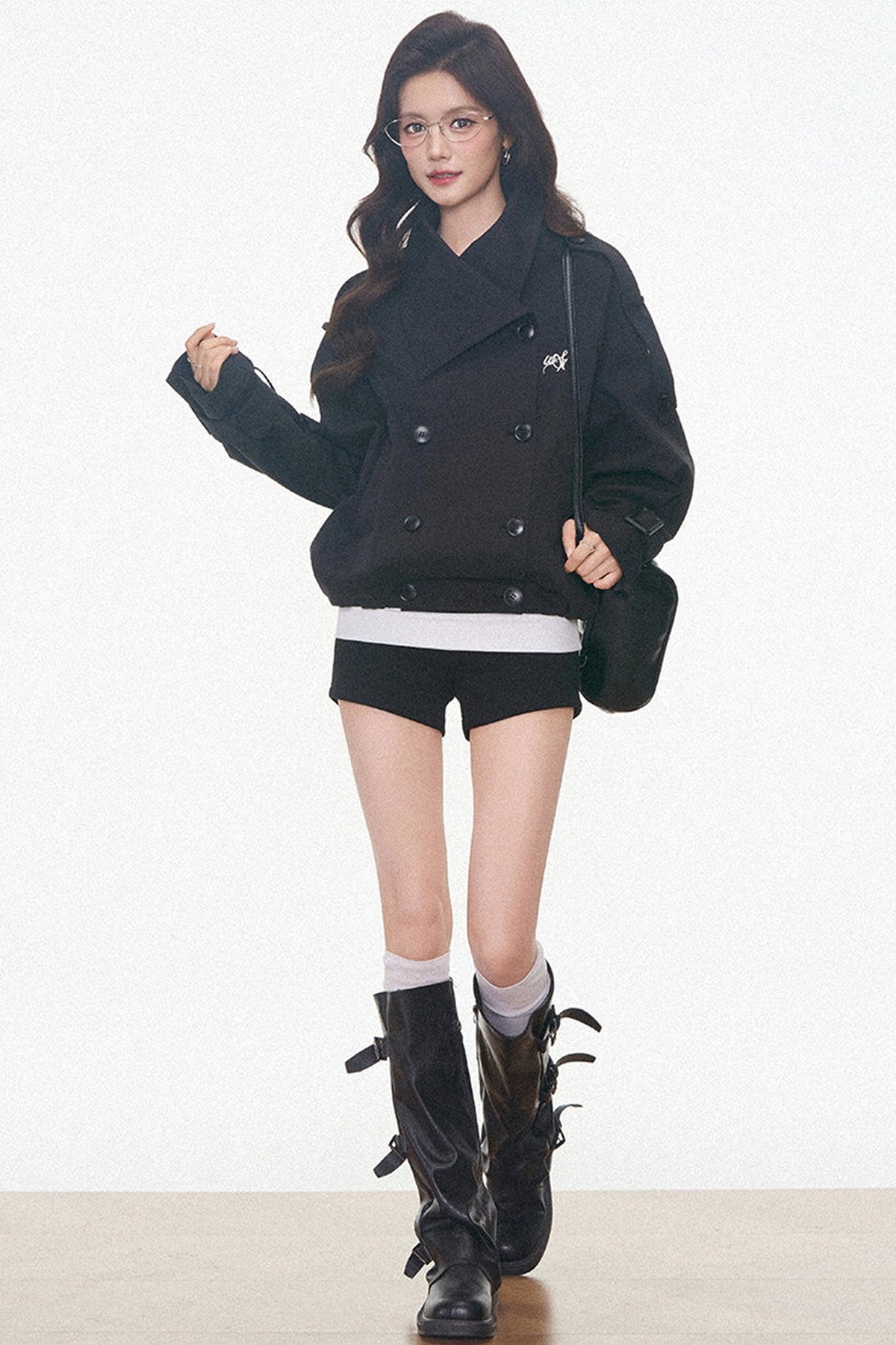 Vintage Double-Breasted Trench Coat and Cuffed Shorts Set-Up