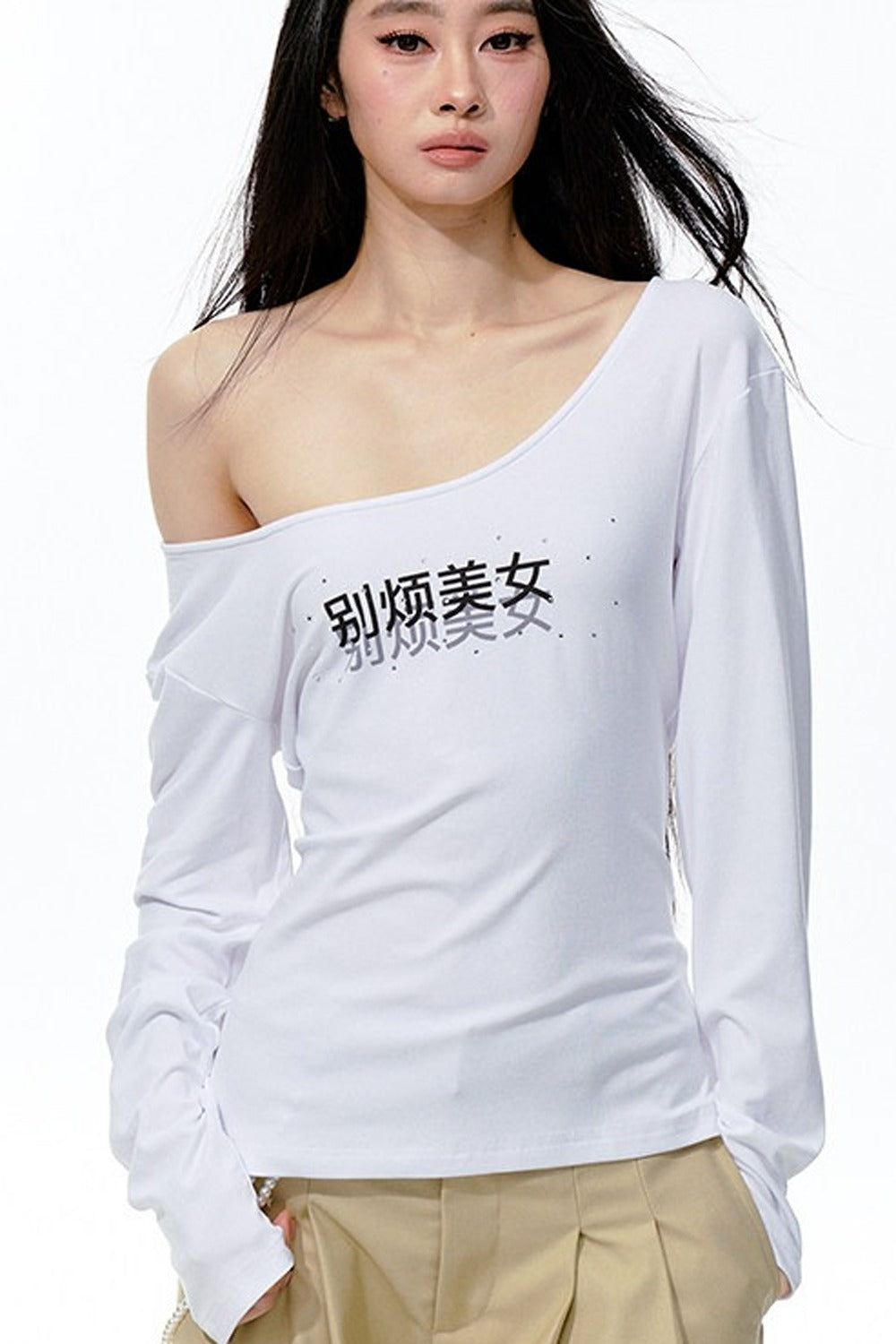 Tee-shirt à manches longues en maille avec imprimé strass