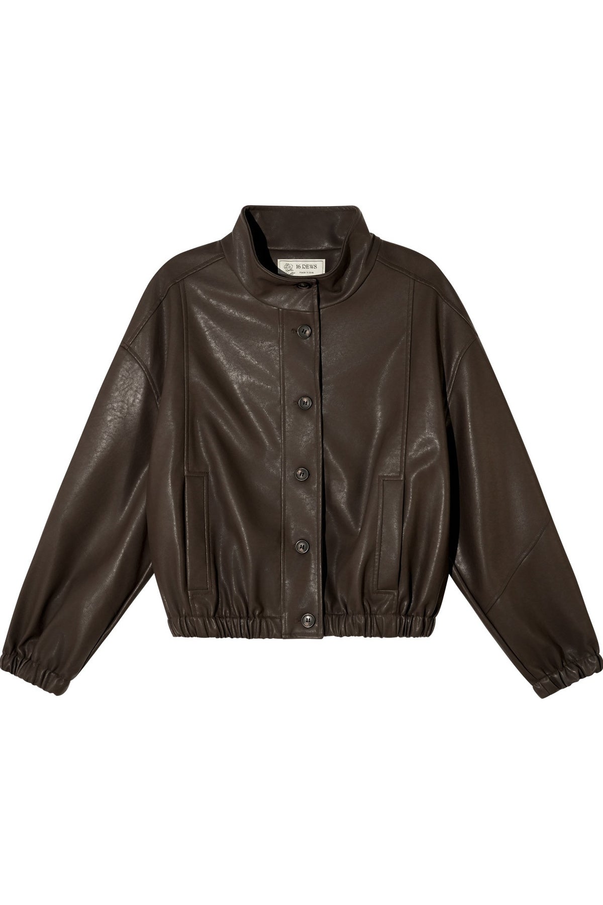 Barn Style Stand Collar Short Leather Jacket