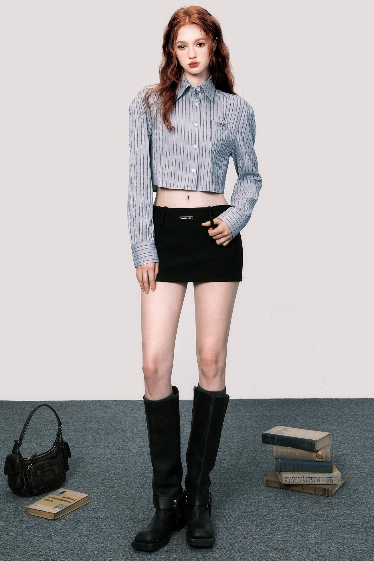 Loose Fit Striped Long-Sleeved Shirt
