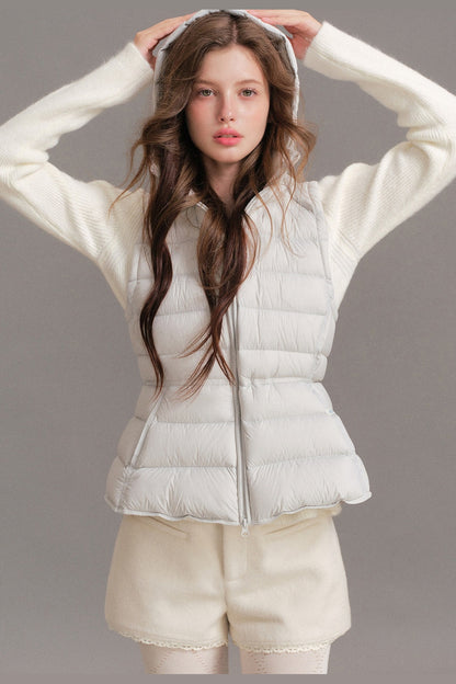Hooded Ribbed Down Vest