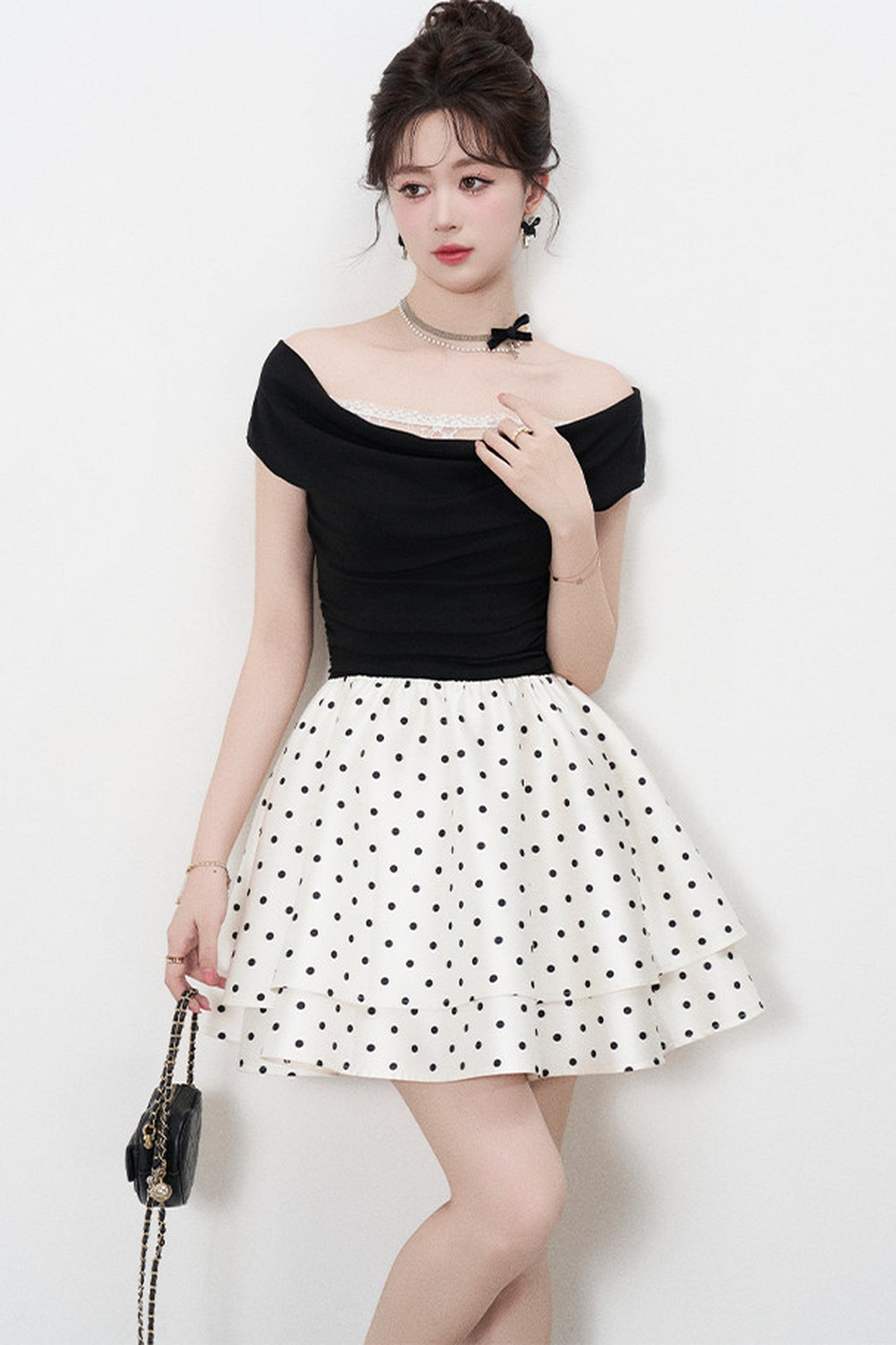 French Polka Dot A-Line Dress