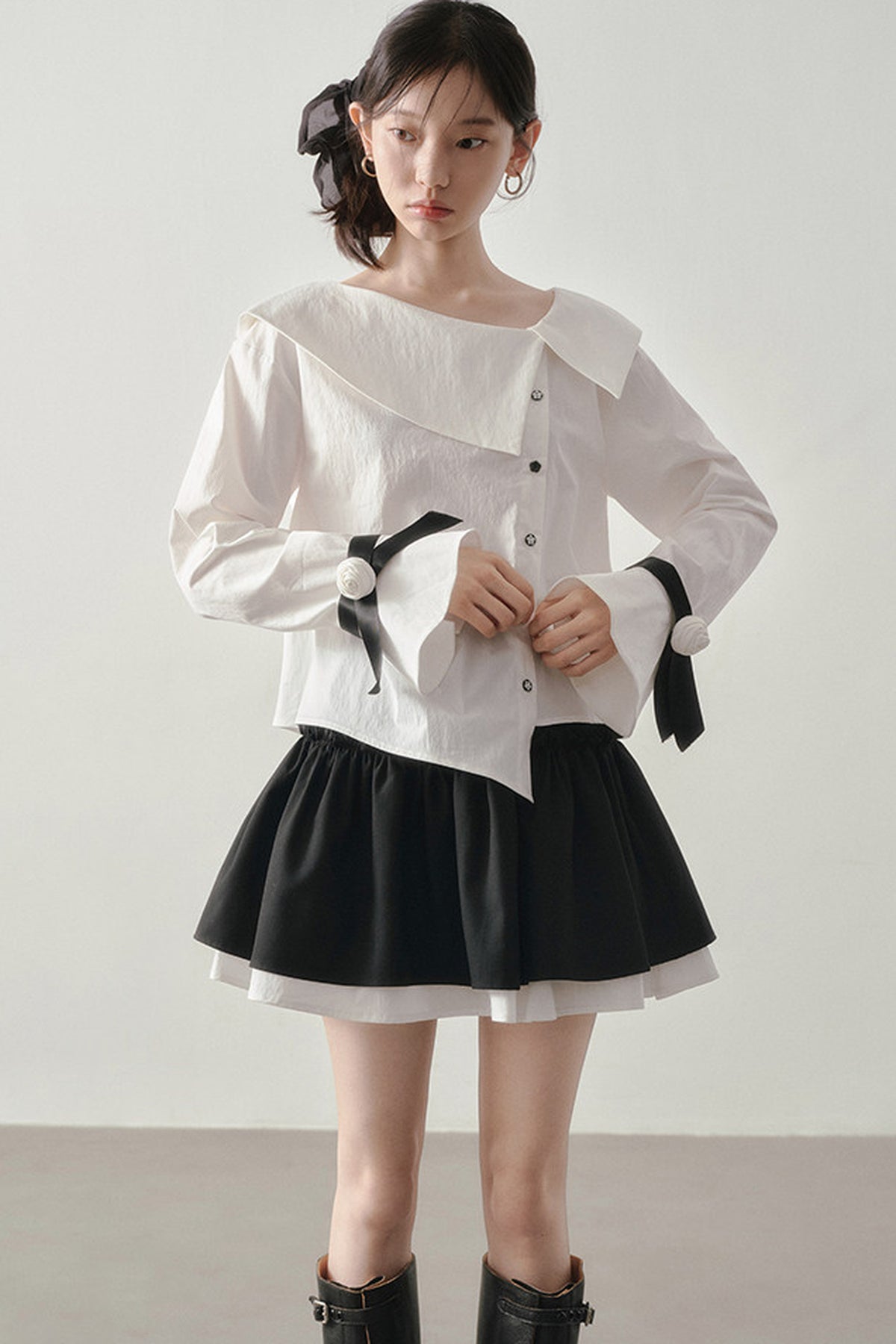 Horse Hoof Sleeve Diagonal Placket Shirt