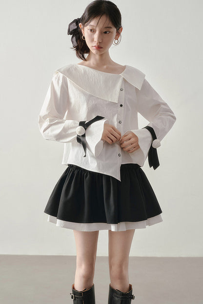 Horse Hoof Sleeve Diagonal Placket Shirt