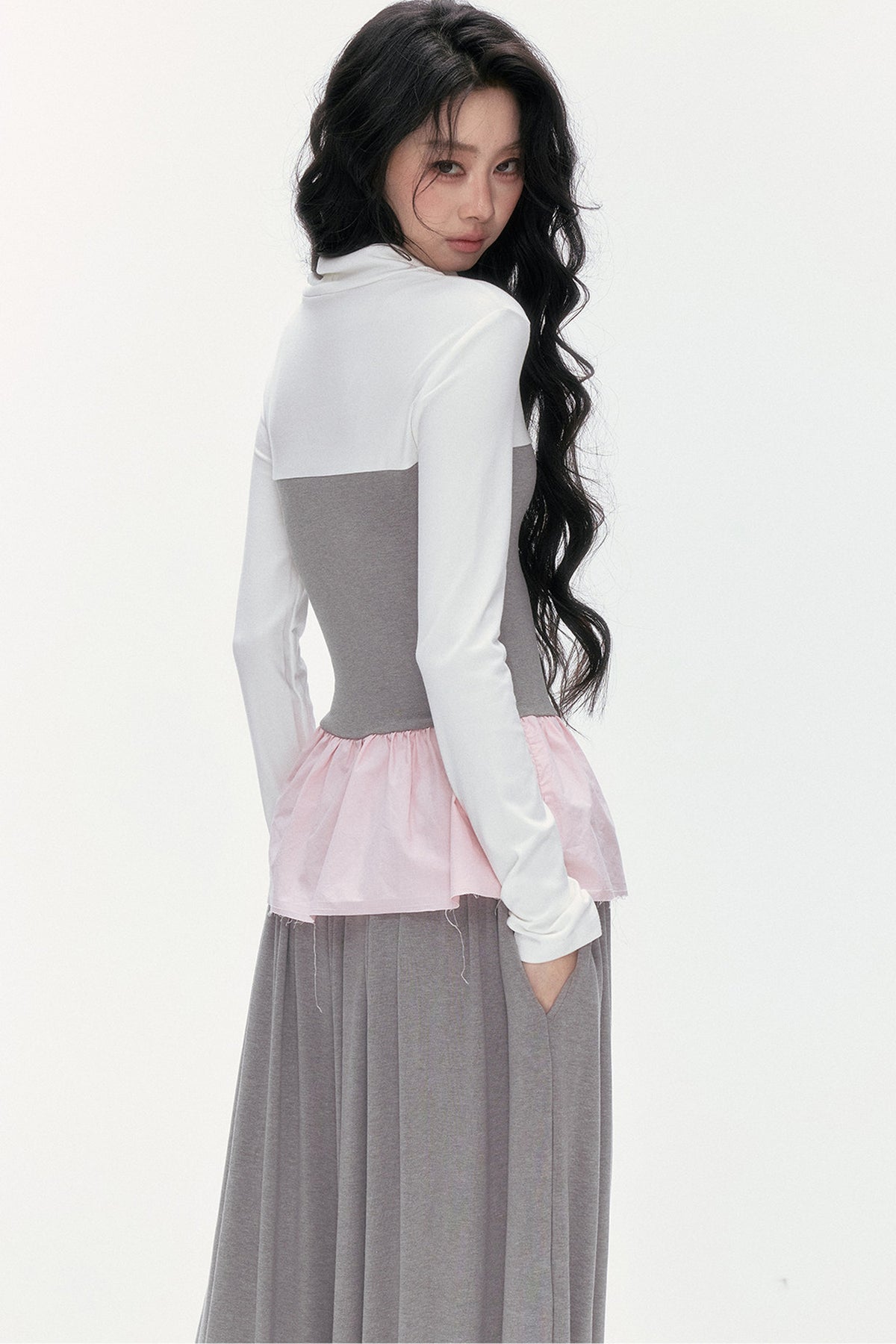 Tencel Wool Layered-Look Top and Lantern Pants Set-Up
