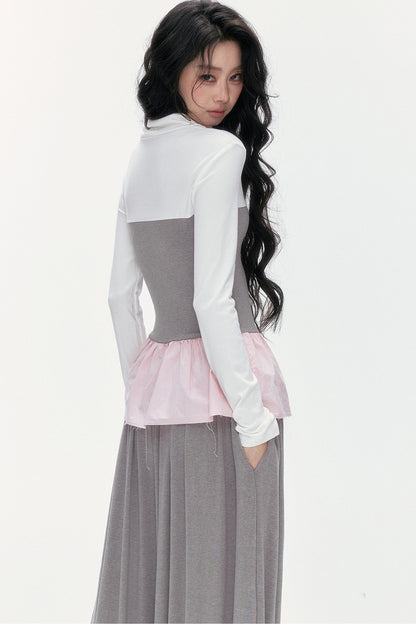 Tencel Wool Layered-Look Top and Lantern Pants Set-Up