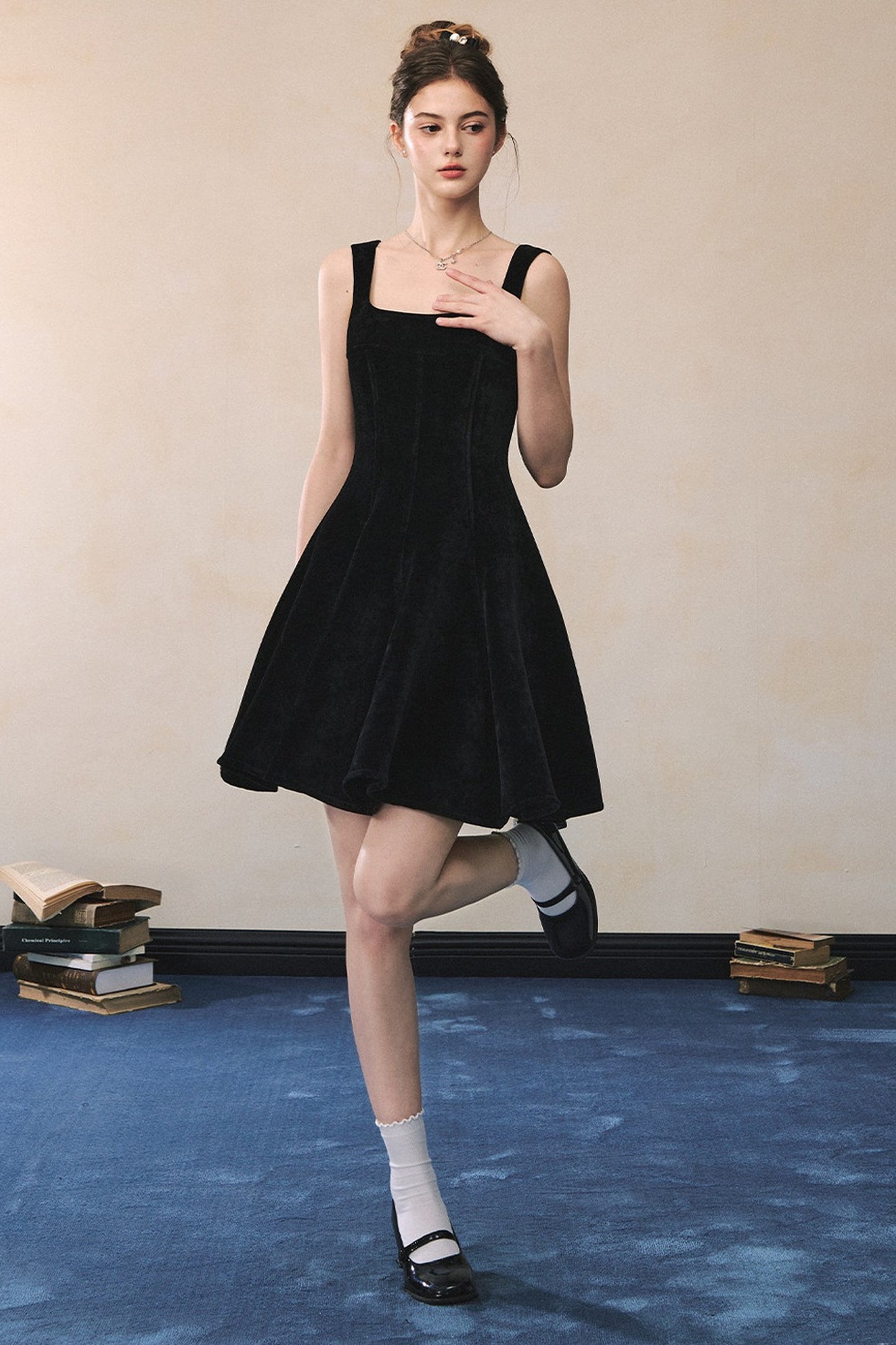 Black Suspender Dress With Jacket Set-Up