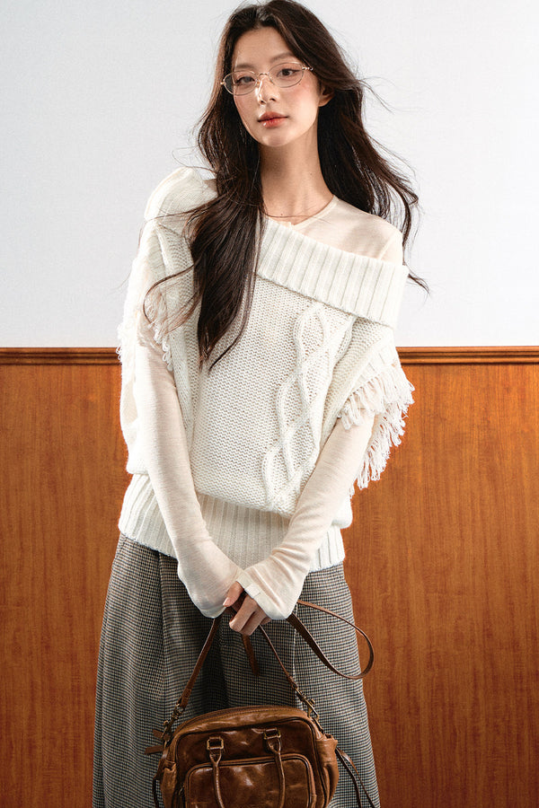 Korean Slanted Shoulder Sweater