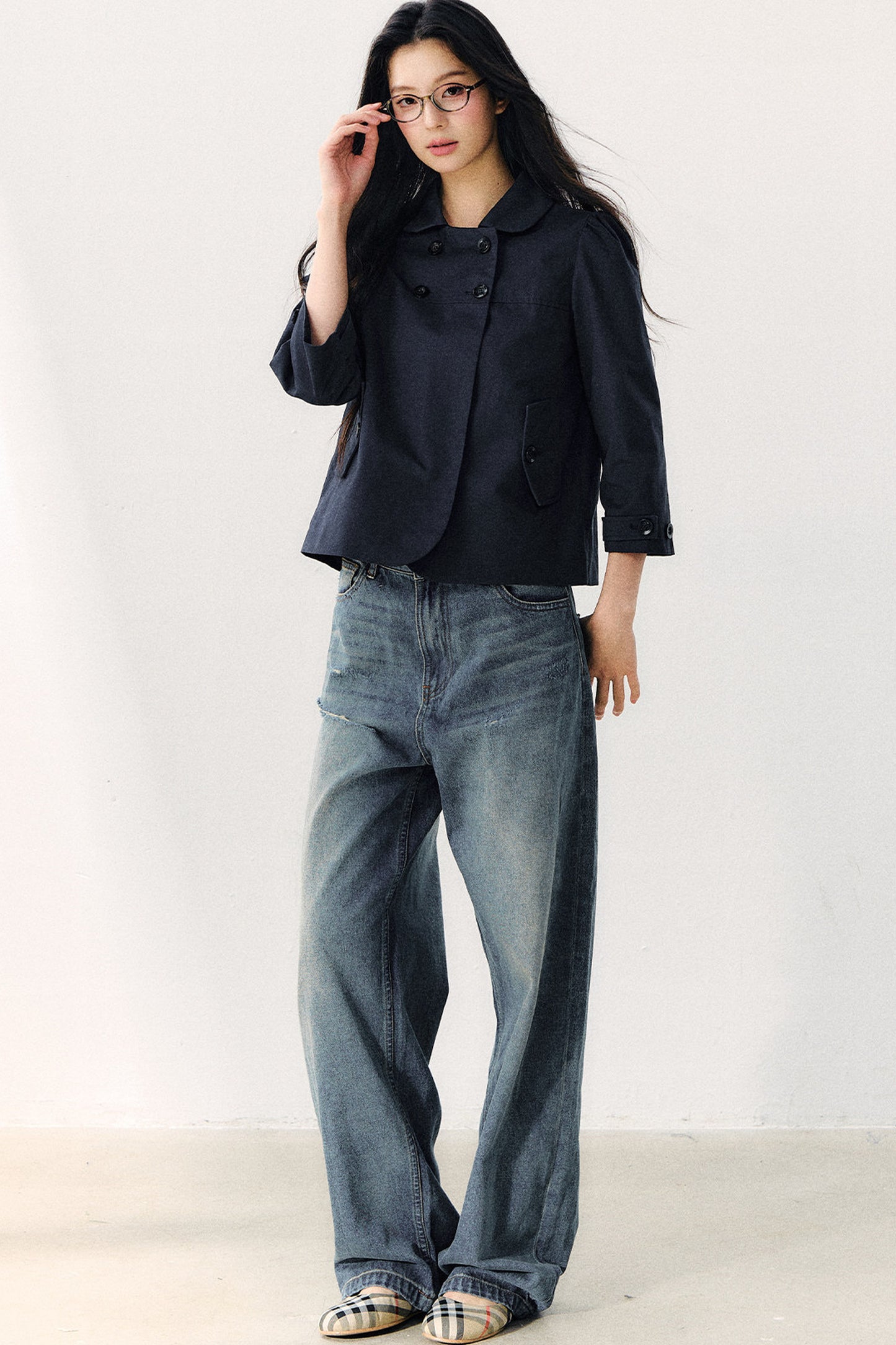 Veste croisée à col Claudine