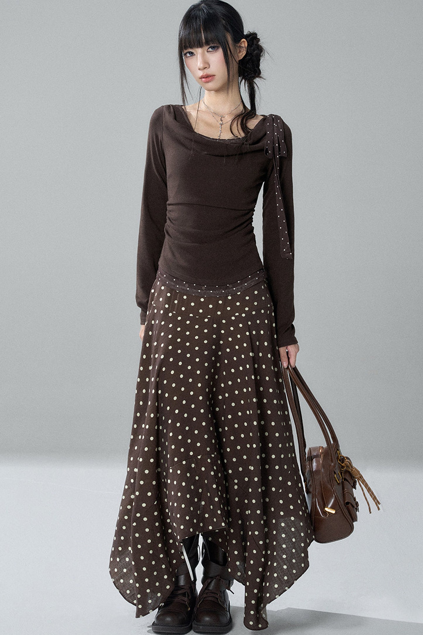 Gray Swing Collar Blouse