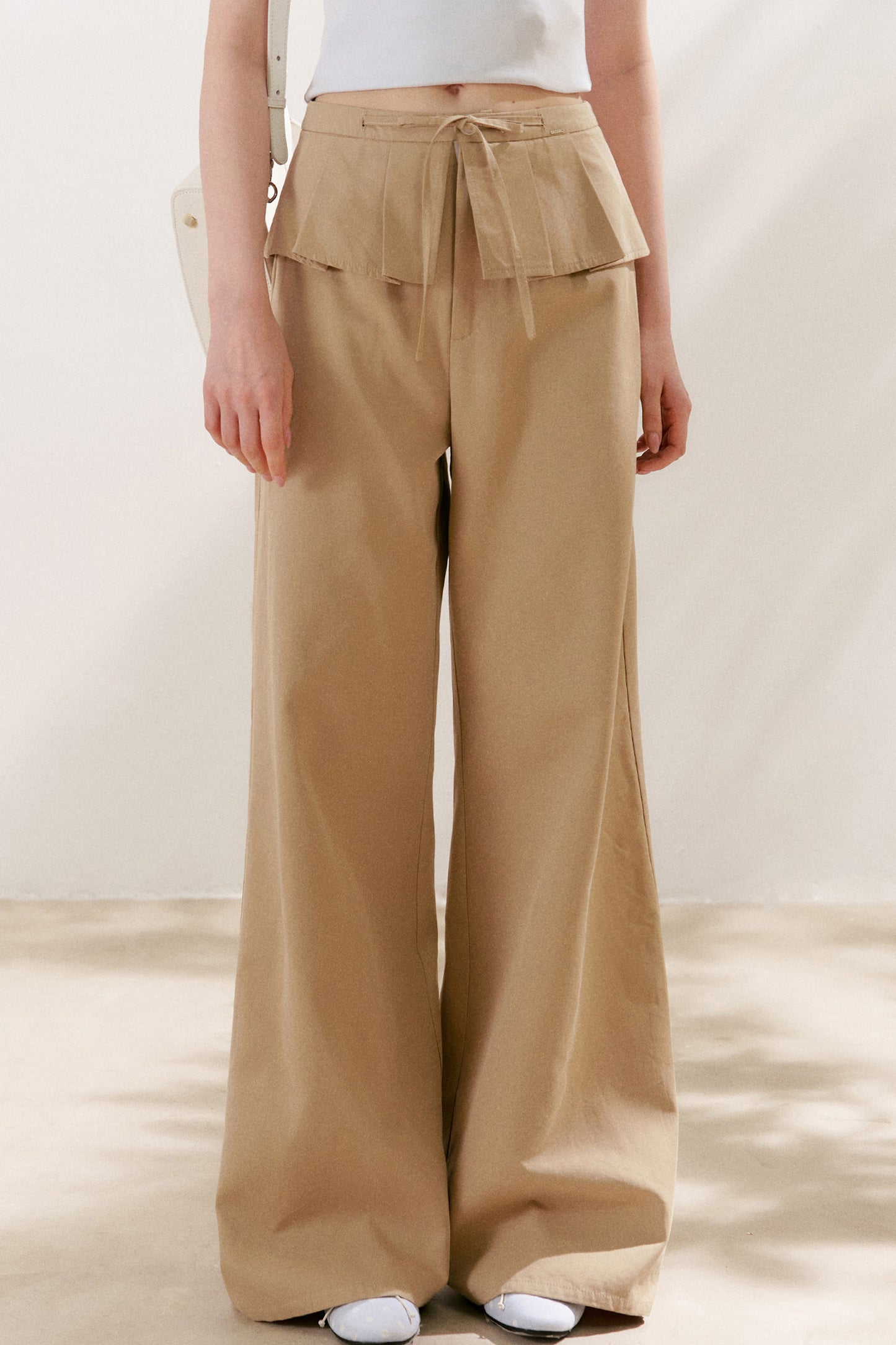 Lyocell Cotton Pleated Wide-Leg Pants