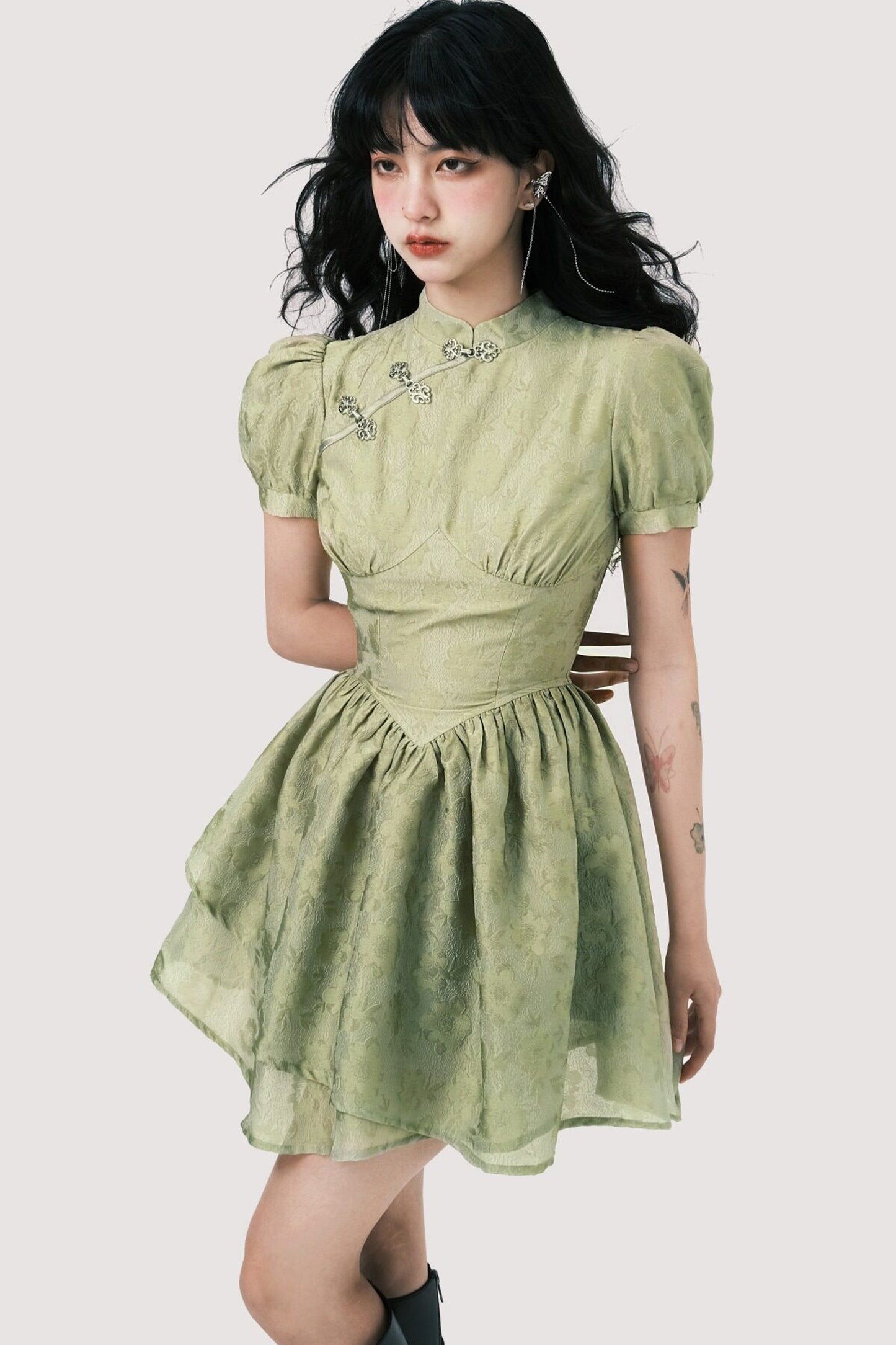 Chinoiserie Mist Forest Cheongsam Dress
