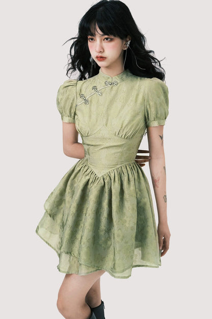 Chinoiserie Mist Forest Cheongsam Dress