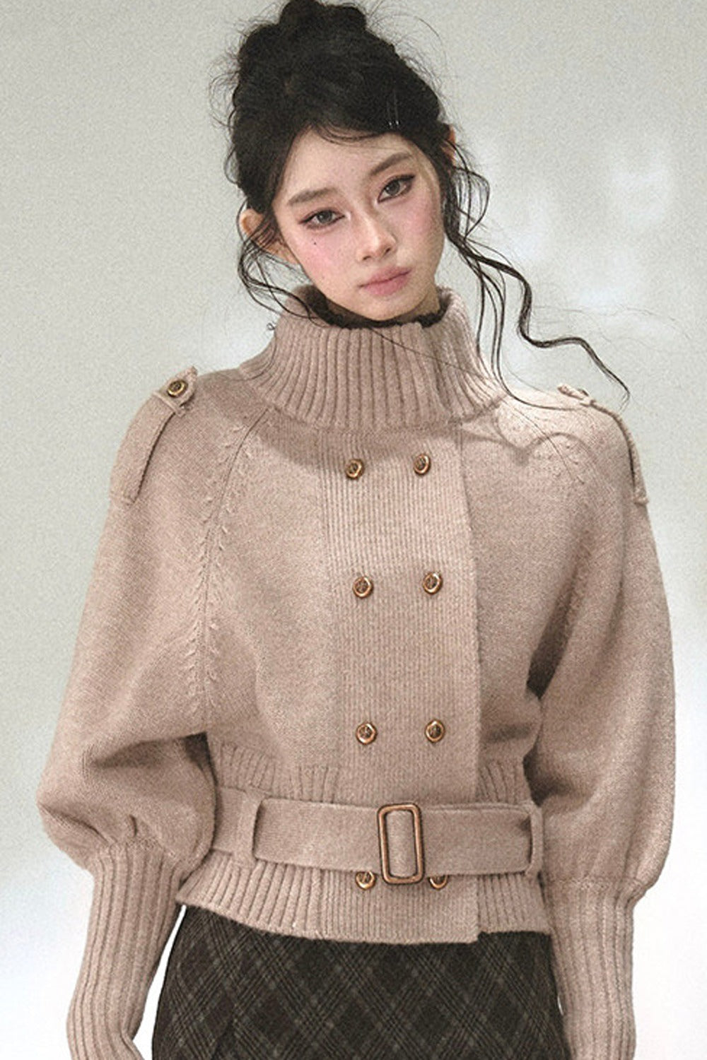Capejacke mit vertikalem Rippstrick und Fledermausärmeln