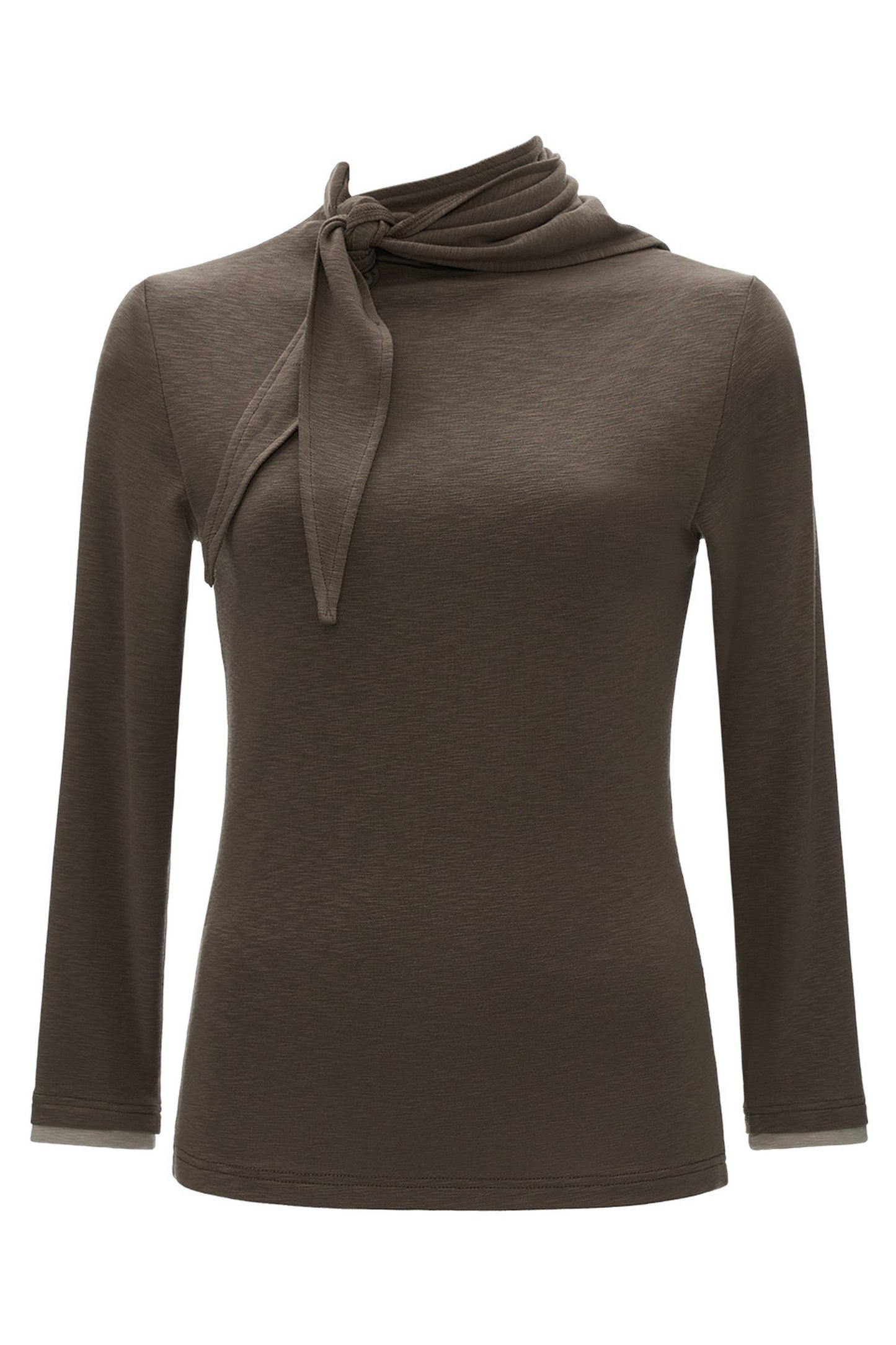 Tie-Neck Long-Sleeve Knit Top