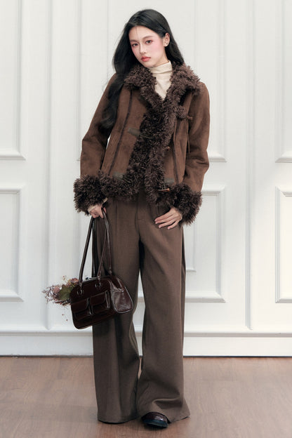 Warm Suede Faux Fur Toggle Jacket
