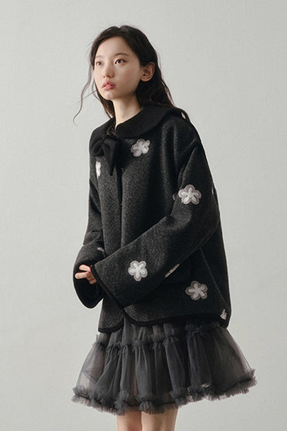 Gray Mesh Patchwork Long Sleeve Dress