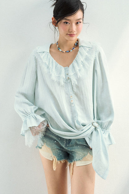 Distressed Rhinestone Denim Shorts
