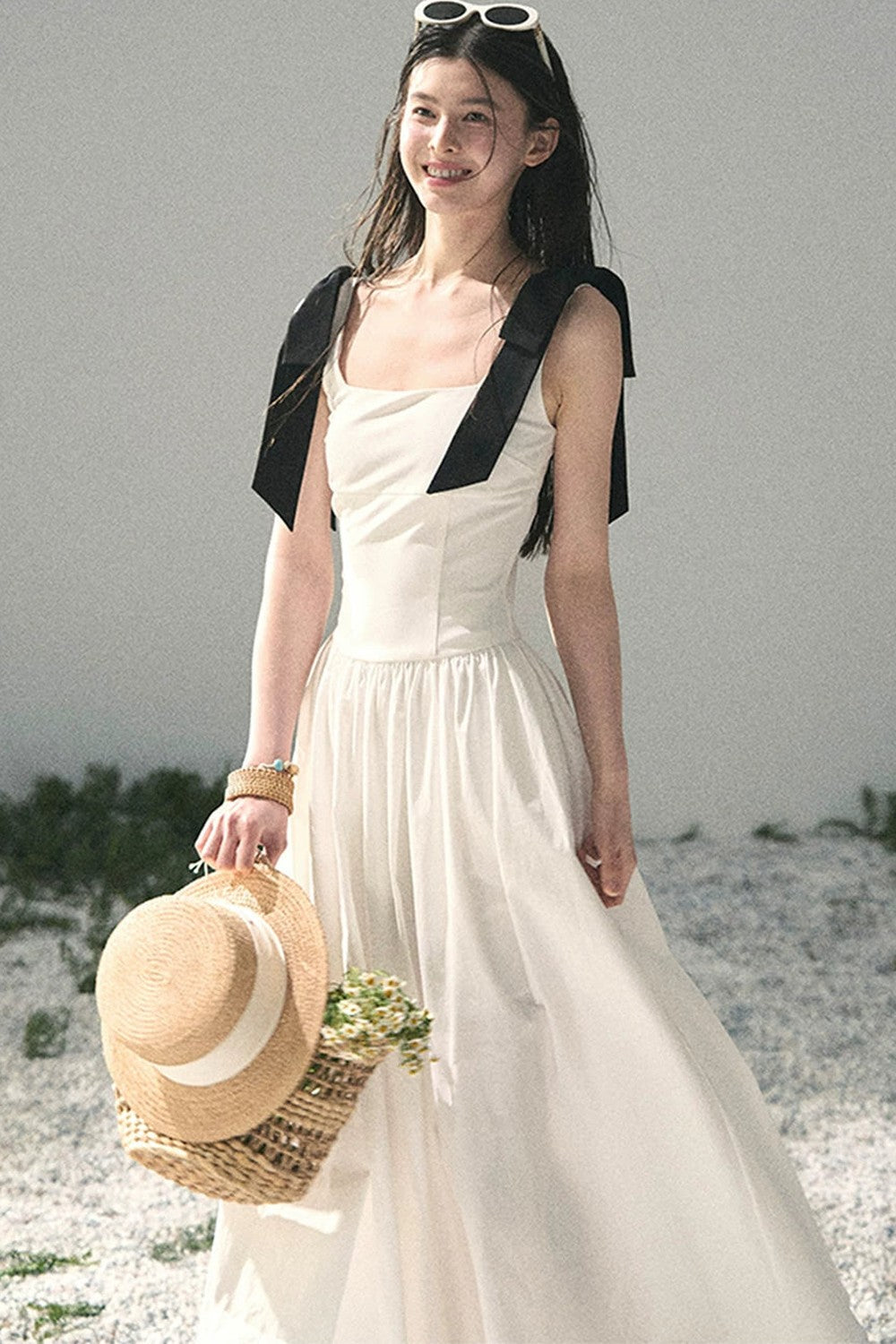 Vestido de tirantes de estilo francés