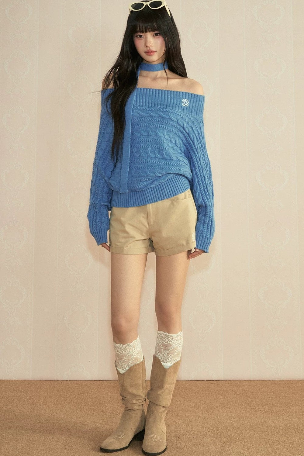 Spring Khaki Wide-Leg Shorts