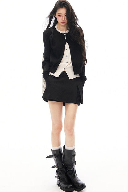 Knit Two-Piece Cardigan Jacket Set-Up