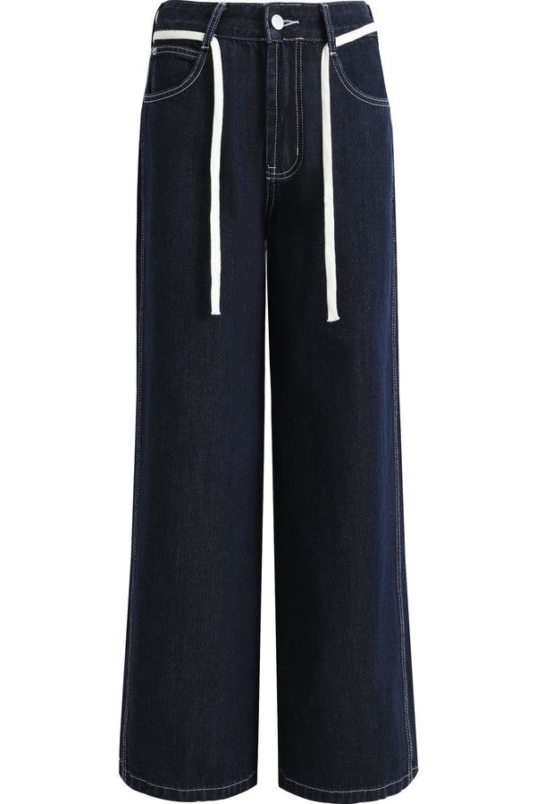 Washed Denim Drawstring Shorts