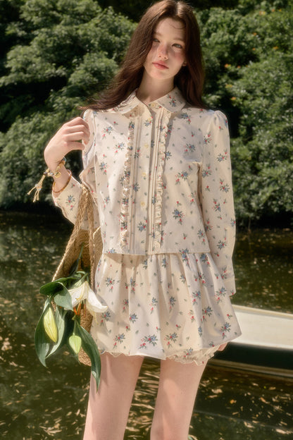 Floral Shirt and Skirt Set-Up