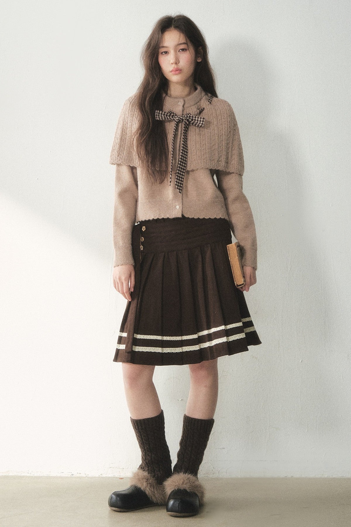 Retro Capelet And Knit Sweater Set