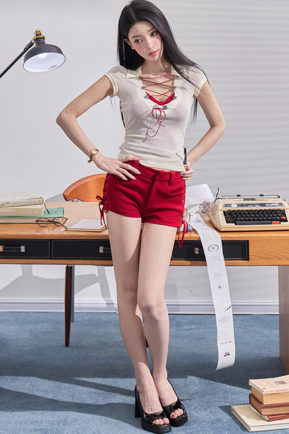 Color-Block Strappy Shorts Set-Up
