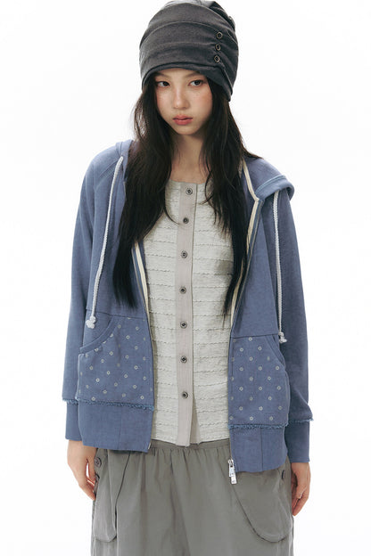 Side Seam Button Pleated Beanie Knit